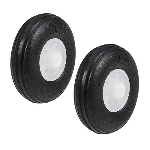 uxcell Tire and Wheel Sets for RC AirplanePU Sponge Tire with Plastic Hub125 2pcs - Image 1