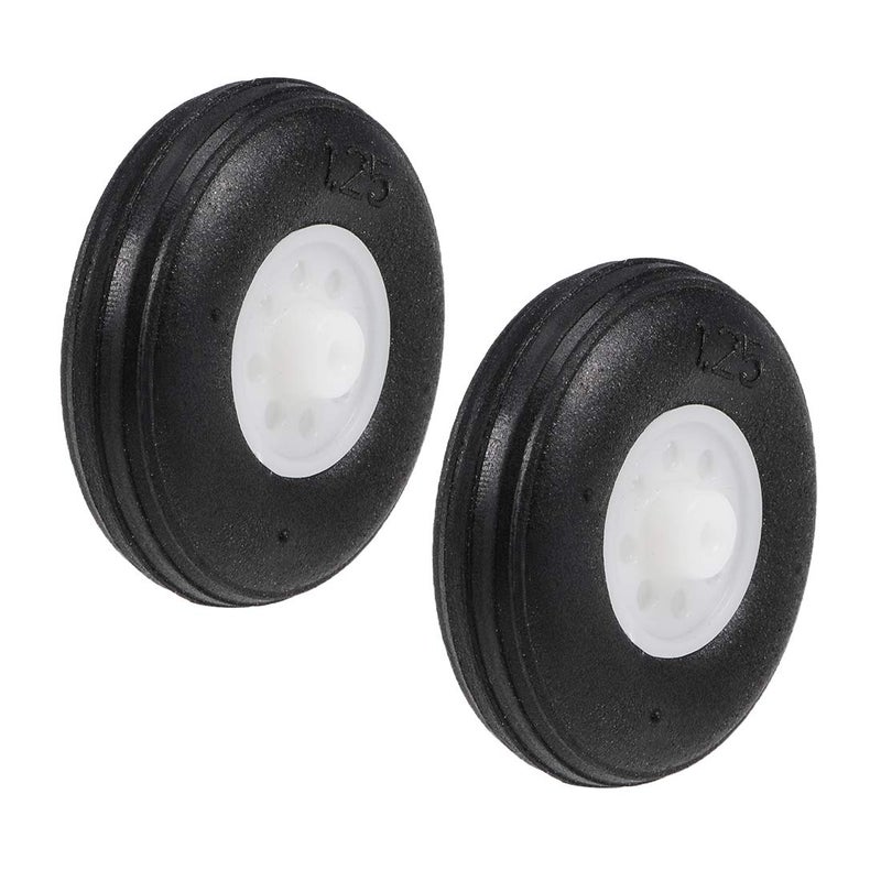 uxcell Tire and Wheel Sets for RC AirplanePU Sponge Tire with Plastic Hub125 2pcs - Image 2