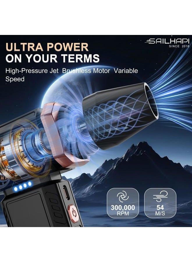 SAILHAPI Compressed Air Duster 300000RPM, High-Speed Cordless Blower for Barber with Variable Speed, Electric Dust Blower for Keyboard, Car, Computer, Hair Cut, Replaces Canned Air, Gifts for Men - Image 3