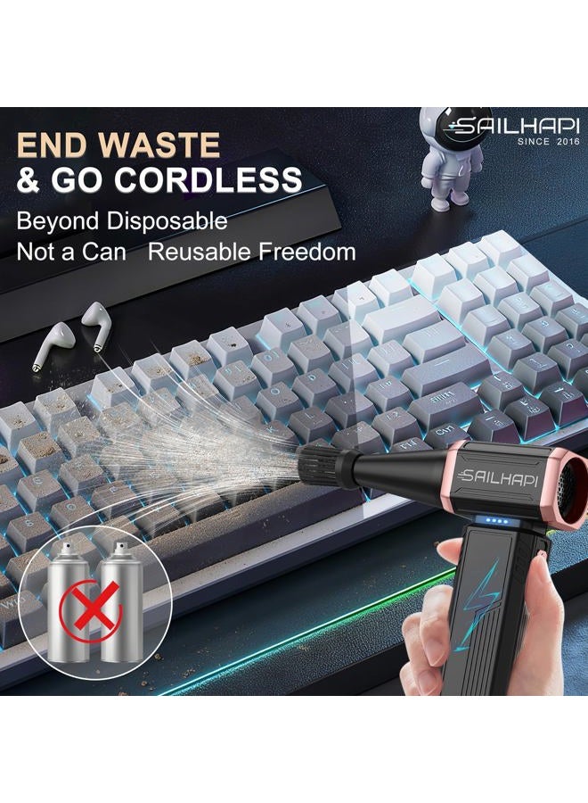SAILHAPI Compressed Air Duster 300000RPM, High-Speed Cordless Blower for Barber with Variable Speed, Electric Dust Blower for Keyboard, Car, Computer, Hair Cut, Replaces Canned Air, Gifts for Men - Image 2
