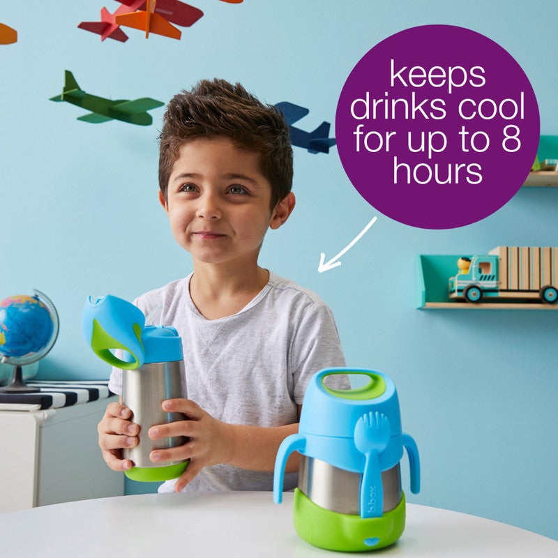 B.Box Insulated Drink Bottle with Straw | Stainless Steel Water Bottle for Kids 3+ Years | Push Button Lid | BPA-Free | Keeps Drinks Cold up to 15 Hours | 500ml (17 fl oz)-Strawberry Shake - Image 5