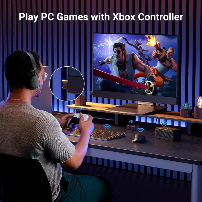 ETZIN USB Bluetooth Adapter for PC, 5.3 Bluetooth Dongle Receiver (UB500) Supports Windows 11/10/8.1/7 for Desktop, Laptop, Mouse, Keyboard, Printers, Headsets, PS4/ Xbox Controllers. EPL-1236WA - Image 3