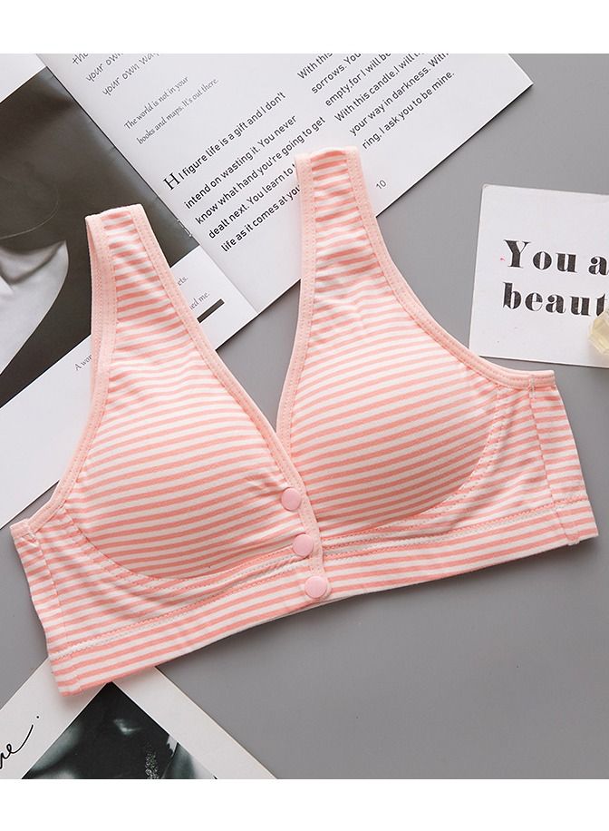Loquat Comfy Thin Cup Front Button Nursing Bra Pregnancy Underwear Pink Stripes 