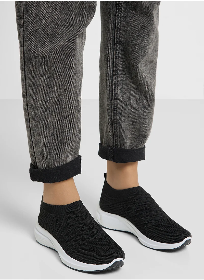 جينجر Wavy Design Knit Slip On Comfort Shoes