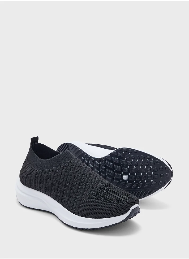 جينجر Wavy Design Knit Slip On Comfort Shoes