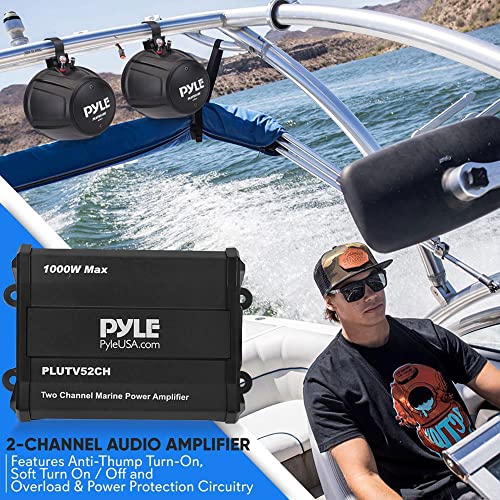 Pyle بايل، مكبرات صوت بحرية، مكبرات صوت قوارب، 1000 واط 5.25 بوصة، نظام مقاوم للماء للطرق الوعرة، مضخم صوت بقناتين، ستيريو كامل النطاق، ATV/UTV/جيب، يشمل حوامل التثبيت والأسلاك، تصنيف IP-X45، PLUTV52CH - Image 3