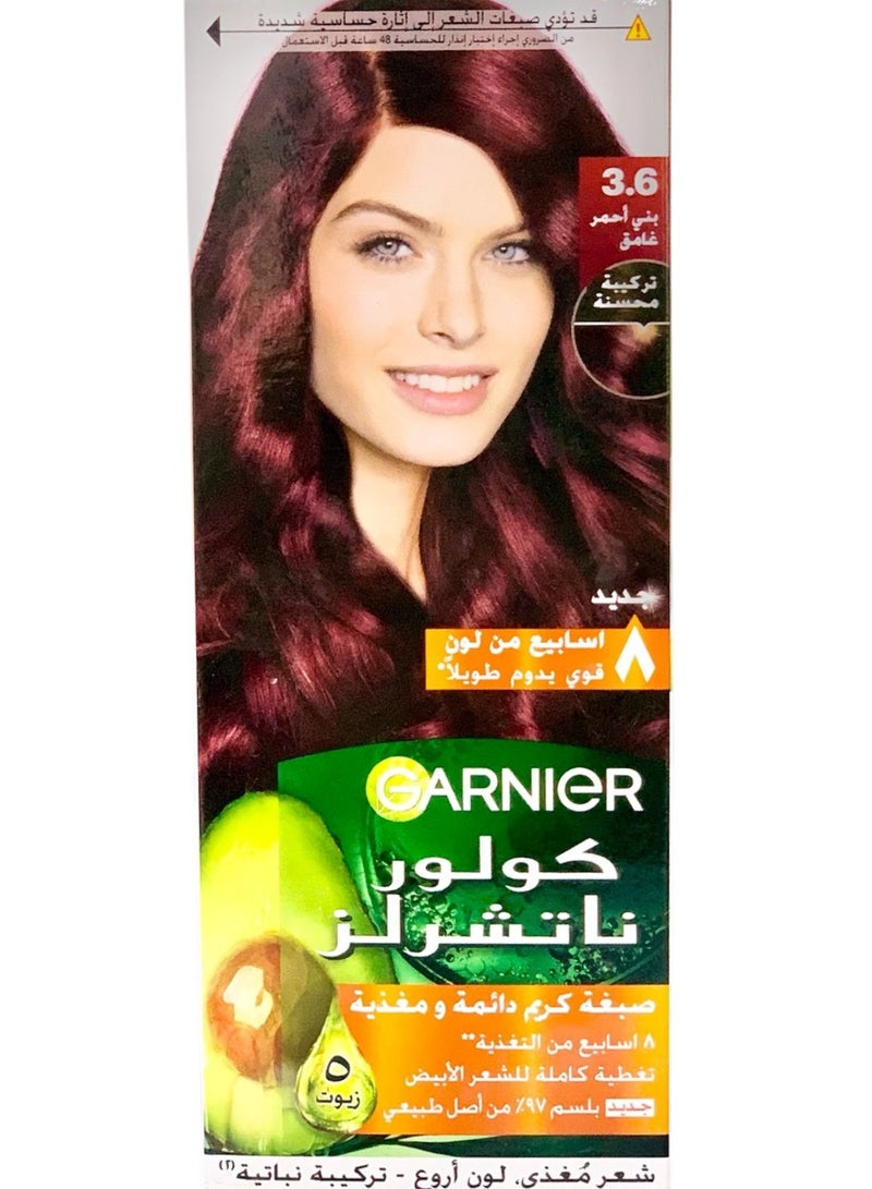 غارنييه صبغة كريم دائمة للشعر كولور ناتشورالز من غارنييه - 3.6 بني أحمر عميق 112مل - Image 1