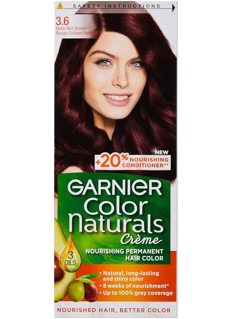 Garnier Garnier Color Naturals Permanent Creme Hair Color - 3.6 Deep Red Brown 112 ML  - Image 1