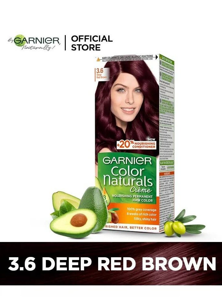 Garnier Garnier Color Naturals Permanent Creme Hair Color - 3.6 Deep Red Brown 112 ML  - Image 3