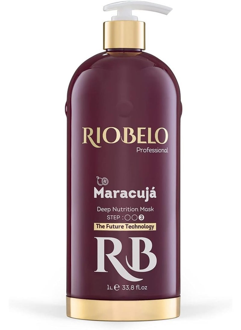 RIOBELO Hair Protein, Maracujá Protein Treatment for Hair, Brazilian Protein Hair Kit for Curly & Normal Hair by RIOBELO Professional Real, 1L - 3 Steps Home Care Kit - Image 4