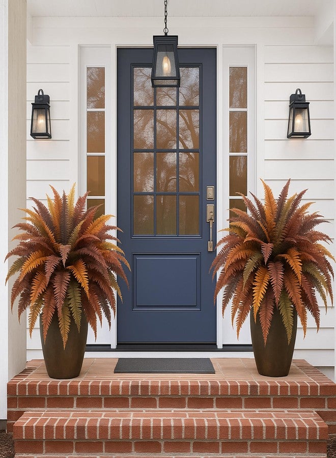 Luinabio 2 Pack 44'' Artificial Boston Fern Fall Porch Decor Hanging Plants Natural Indoor Outdoor Large Fake Ferns for Home, Garden, Thanksgiving, Autumn Decor - Image 5