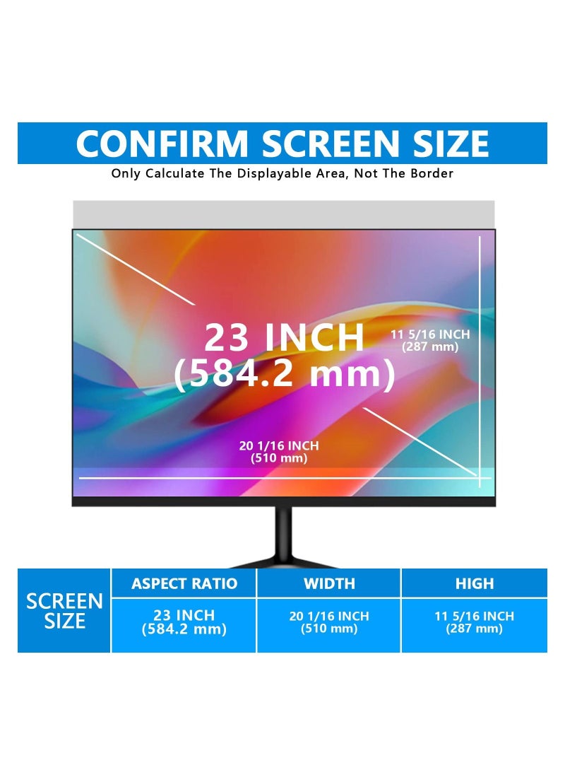 SYOSI - Computer Privacy Screen, 23 inch, Removable 16:9 Aspect Ratio Widescreen Laptop Monitor, Eye Protection, Anti Glare Blue Light, Slide Mount, Tabs Cover Screen Protector, for privacy screen filter - Image 1