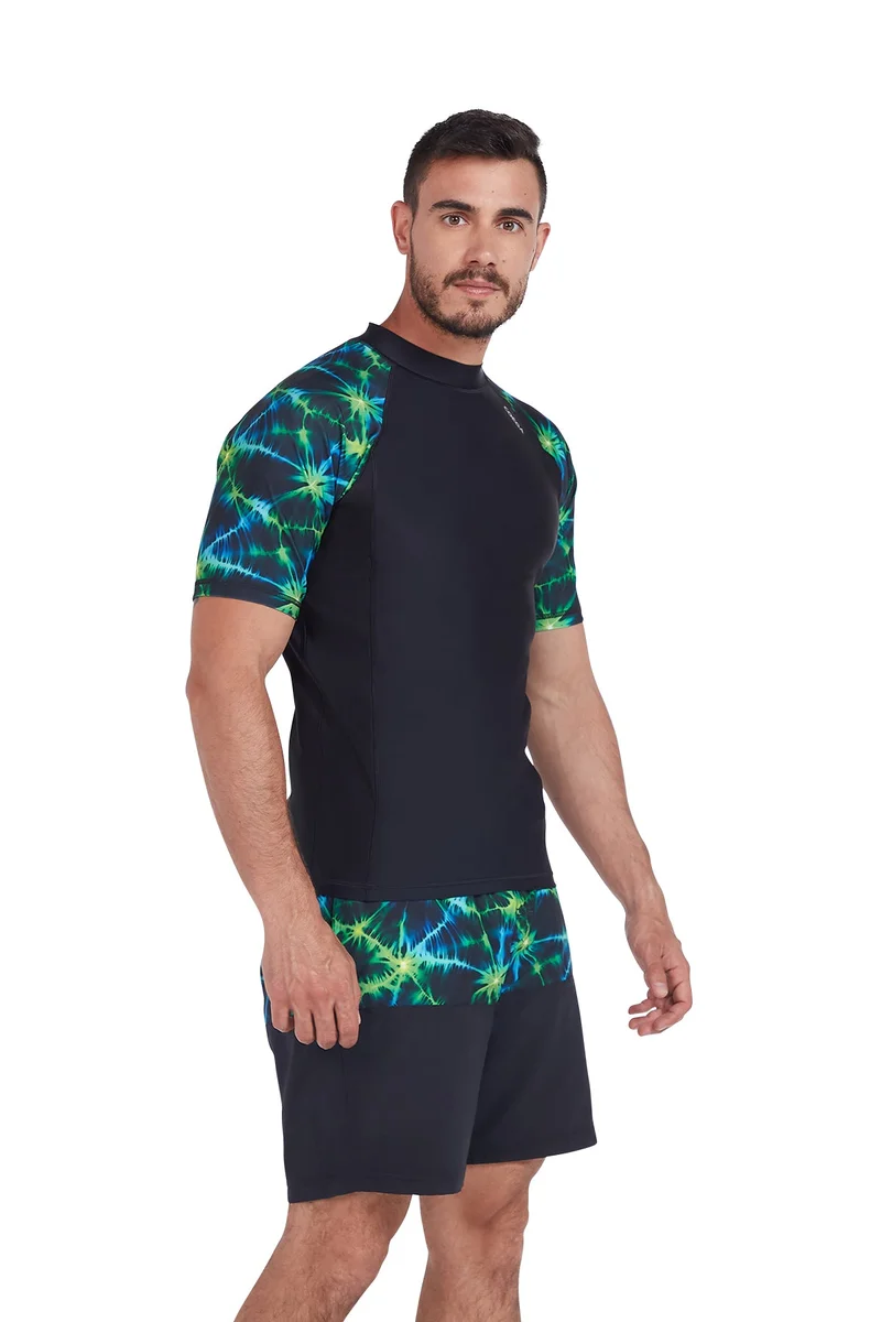 COEGA SUNWEAR COEGA Mens  Rashguard Short Sleeve - Nero Green Tie Dye