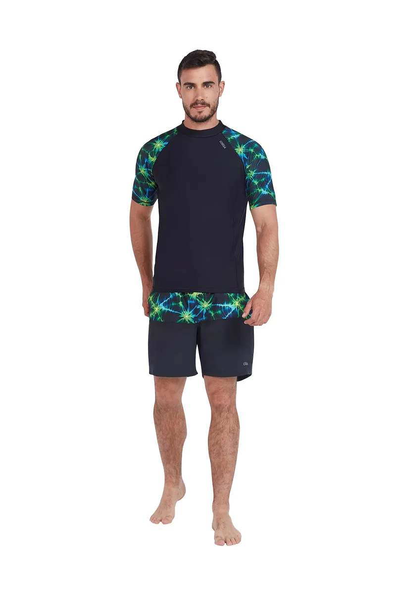 COEGA SUNWEAR COEGA Mens  Rashguard Short Sleeve - Nero Green Tie Dye