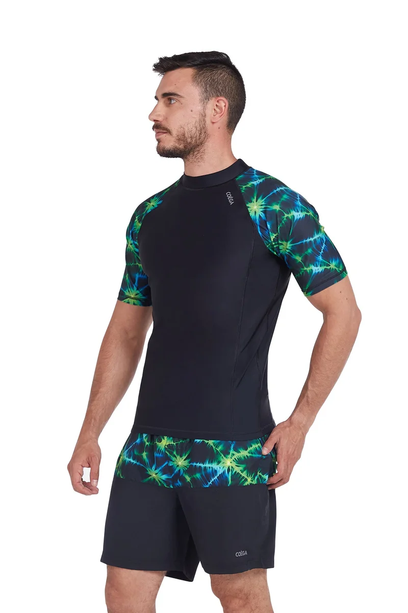 COEGA SUNWEAR COEGA Mens  Rashguard Short Sleeve - Nero Green Tie Dye