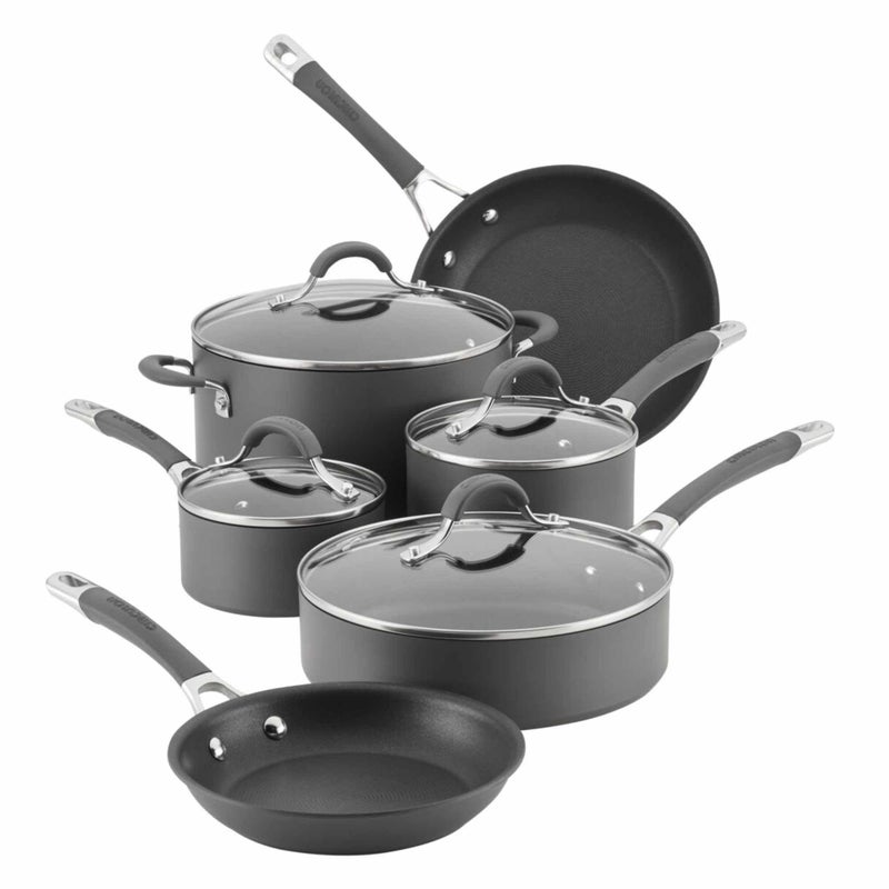 Circulon Circulon 83903 Radiance Hard Anodized Nonstick Cookware Pots and Pans Set 10 Piece Gray 