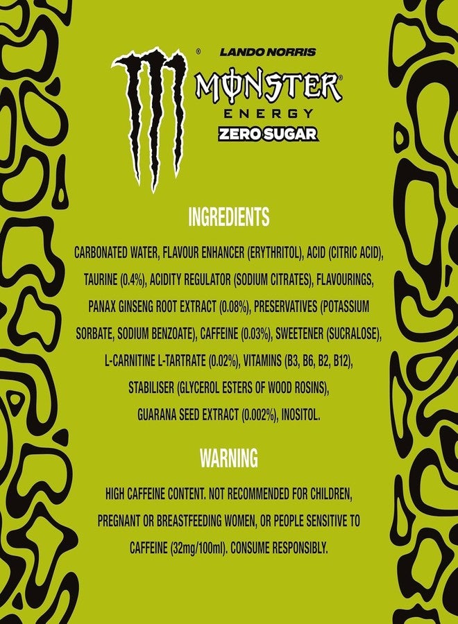Monster Energy Zero Sugar Energy Drink, Lando Norris Edition, Each 500ml, X Pack of 4 (Product Of UK) From DECADENT - Image 3