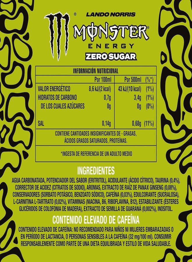 Monster Energy Zero Sugar Energy Drink, Lando Norris Edition, Each 500ml, X Pack of 4 (Product Of UK) From DECADENT - Image 2