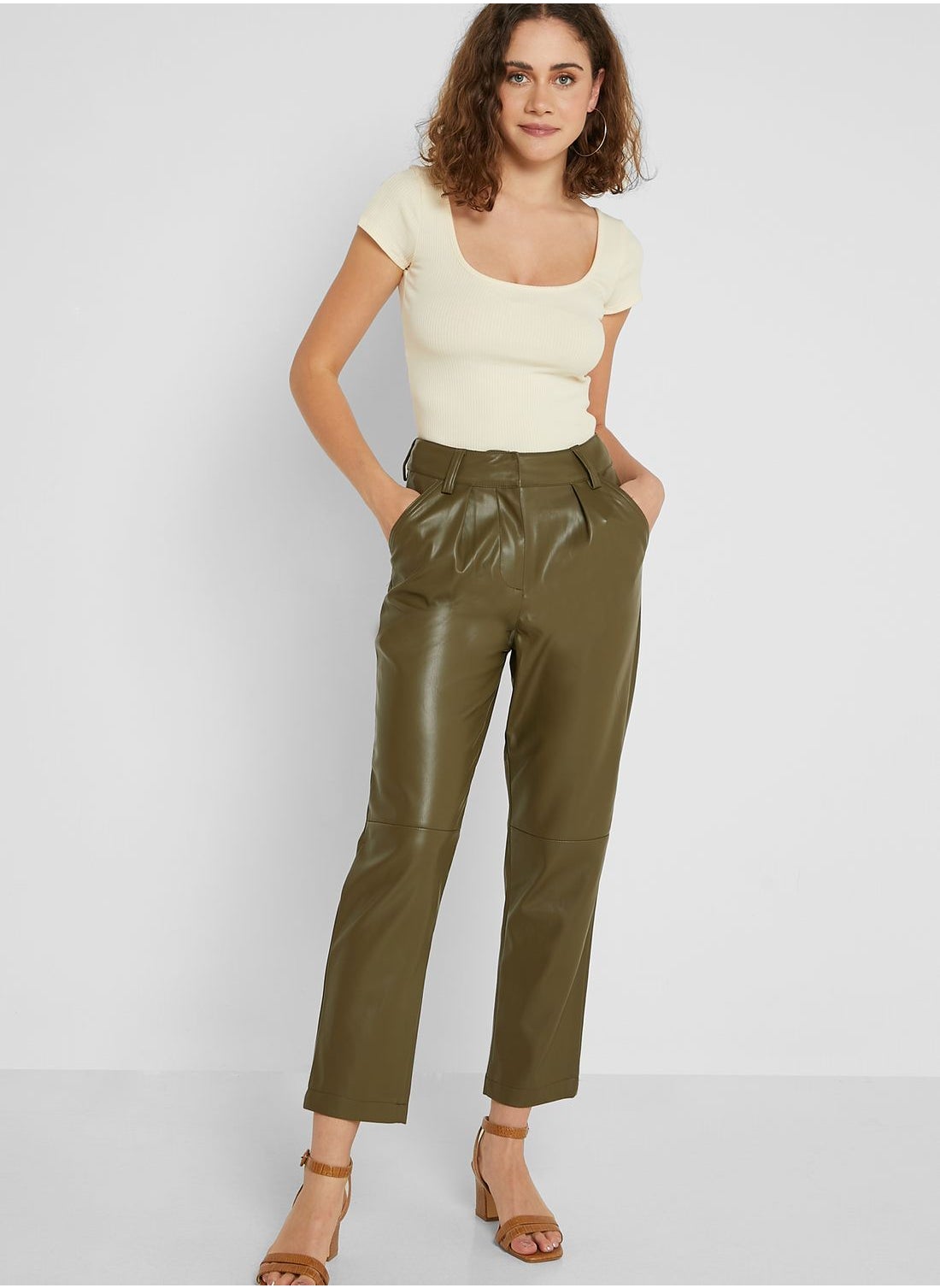 Topshop high waisted deals leather trousers