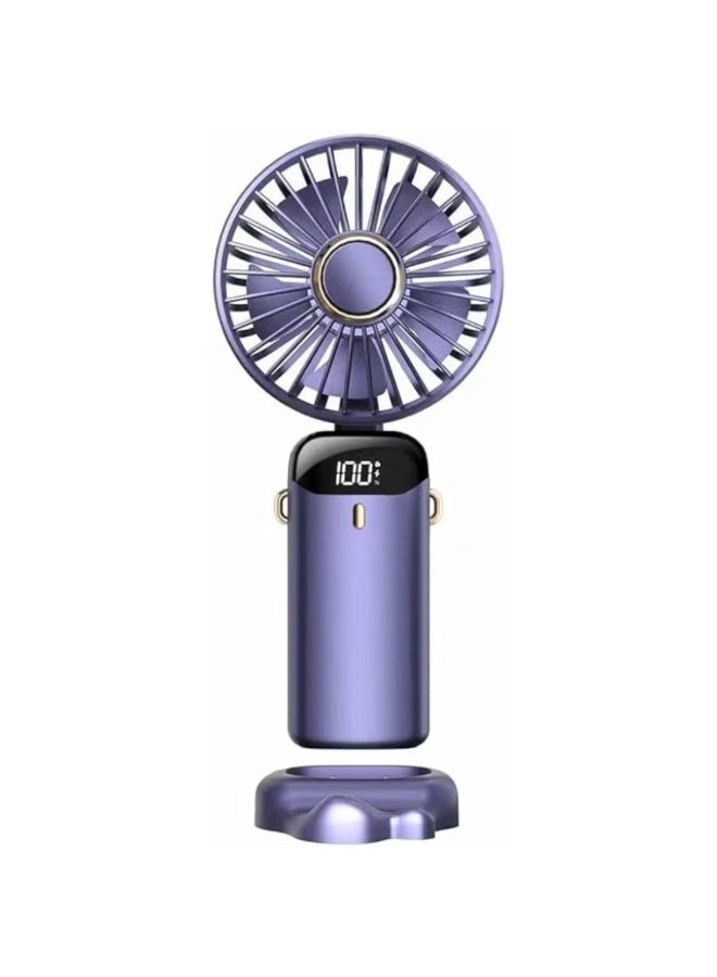 Dreamzon Portable Handheld Mini Fan USB Rechargeable with Digital Display, Strong Wind Cooling Fan, 5 Speed Adjustable, Compact Travel Fan with Stand Base for Outdoor, Office u0026 Summer - Image 1