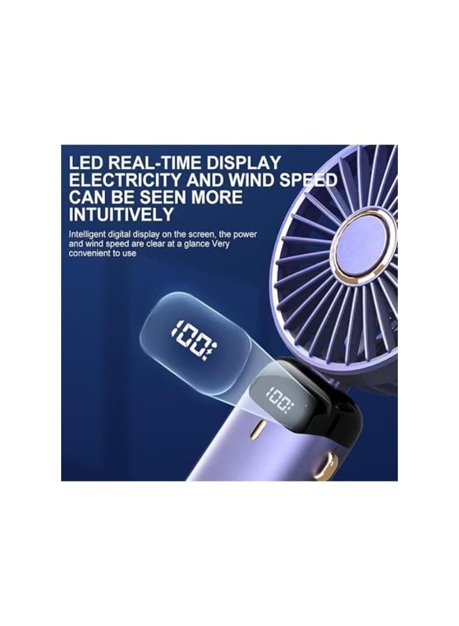 Dreamzon Portable Handheld Mini Fan USB Rechargeable with Digital Display, Strong Wind Cooling Fan, 5 Speed Adjustable, Compact Travel Fan with Stand Base for Outdoor, Office u0026 Summer - Image 2