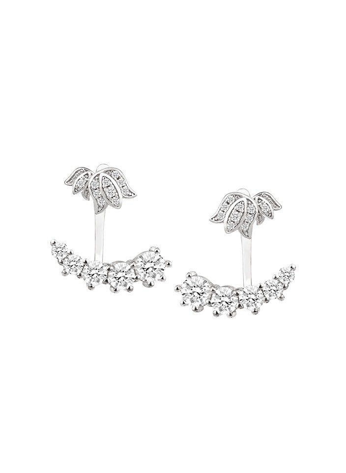 AWNL Women's Floral Jacket Earrings with CZ Diamonds, S925 Sterling Silver with 18K White Gold Plated Gift for Girlfriend Wife - Image 3
