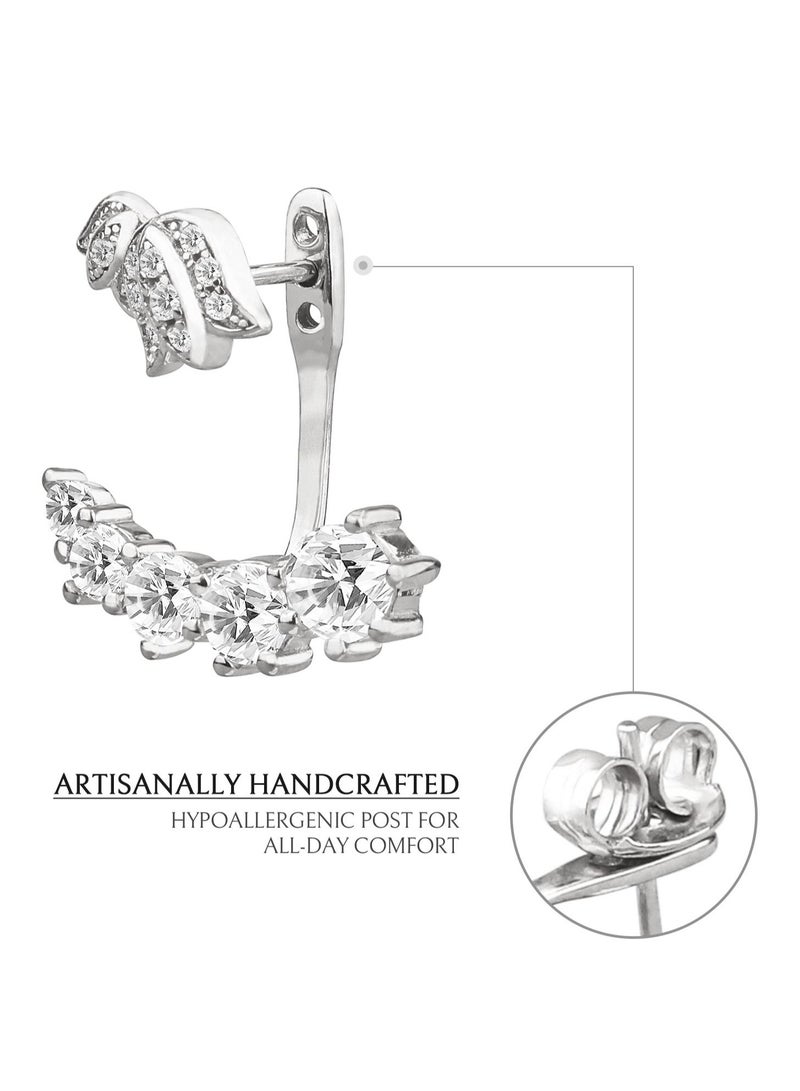 AWNL Women's Floral Jacket Earrings with CZ Diamonds, S925 Sterling Silver with 18K White Gold Plated Gift for Girlfriend Wife - Image 5
