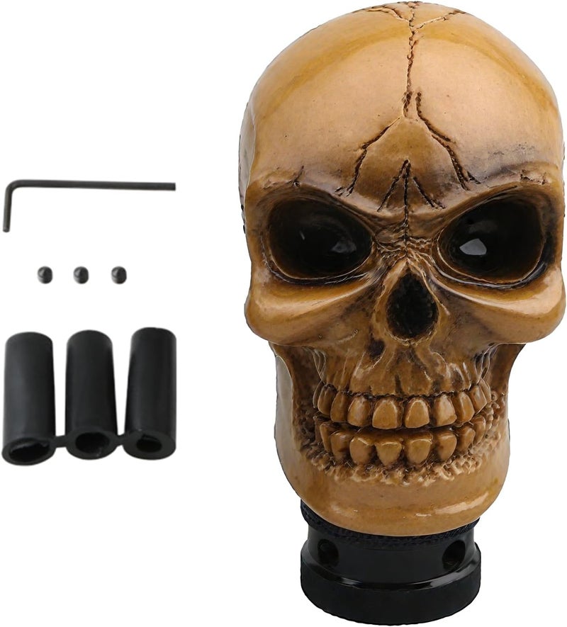 Car Skulls Gear Shift Knob, with Eye-Catching Design, Yellow, Gray, Black, Skeleton Shifter Handle, Decorative Transmission Lever, Easy Installation, for Vehicle Customization - Image 1