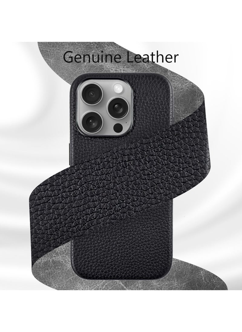 A-CASE - A-Case It’s My Case AMUR Series Magnetic Leather Case for iPhone 15 Pro Max | MagSafe Compatible, Slim Profile, Full Protection, Wireless Charging Ready – Black - Image 1