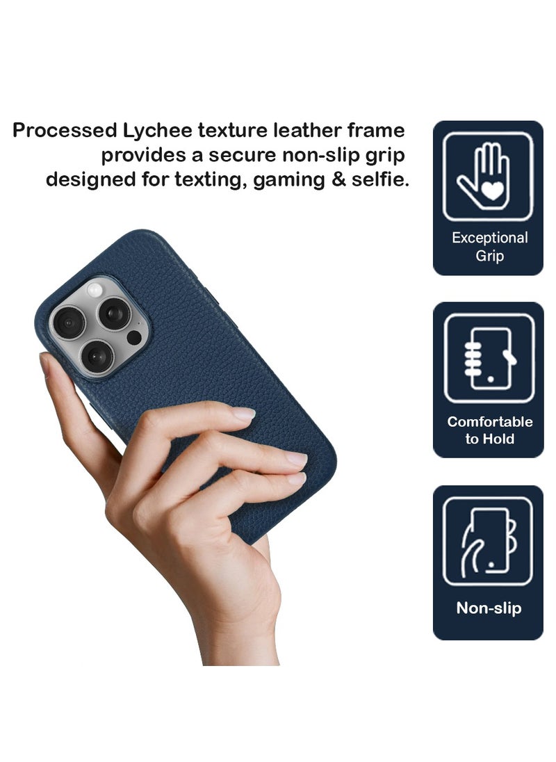 A-CASE - A-Case It’s My Case AMUR Series Magnetic Leather Case for iPhone 15 Pro Max | MagSafe Compatible, Slim Profile, Full Protection, Wireless Charging Ready – Black - Image 1