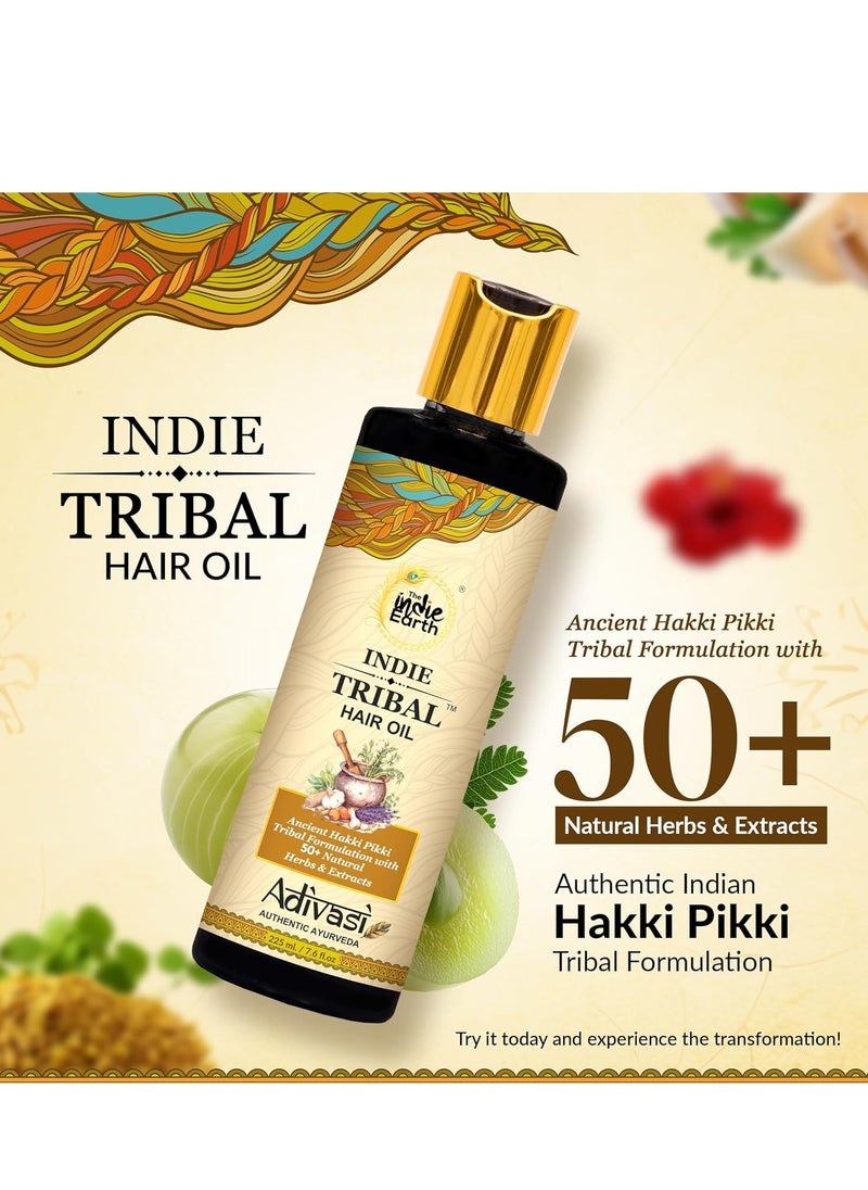 The Indie Earth Indie Tribal Adivasi Hair Oil Based on Hakki Pikki Tribe’s Hair Care Formula with 50+ potent ingredients including Moringa, Bhringraj, Hibiscus, Heena, Blackseed & Rosemary Oil  - Image 2
