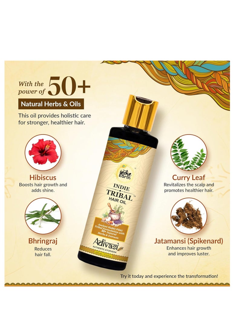 The Indie Earth Indie Tribal Adivasi Hair Oil Based on Hakki Pikki Tribe’s Hair Care Formula with 50+ potent ingredients including Moringa, Bhringraj, Hibiscus, Heena, Blackseed & Rosemary Oil  - Image 1