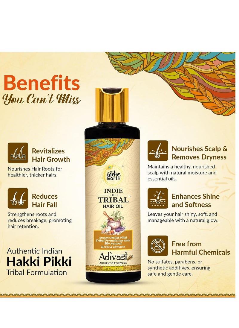The Indie Earth Indie Tribal Adivasi Hair Oil Based on Hakki Pikki Tribe’s Hair Care Formula with 50+ potent ingredients including Moringa, Bhringraj, Hibiscus, Heena, Blackseed & Rosemary Oil  - Image 3