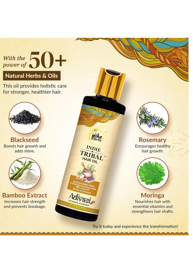The Indie Earth Indie Tribal Adivasi Hair Oil Based on Hakki Pikki Tribe’s Hair Care Formula with 50+ potent ingredients including Moringa, Bhringraj, Hibiscus, Heena, Blackseed & Rosemary Oil  - Image 4