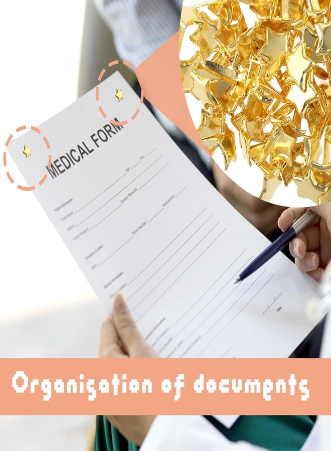 Jeffdad 100pcs Split Pins, Metal Paper Fasteners Mini Brads, 10mm x 8mm Round Scrapbooking Brads for Paper Craft DIY Stamping Scrapbook Office Household Supplies (Five-Pointed Star) - Image 5