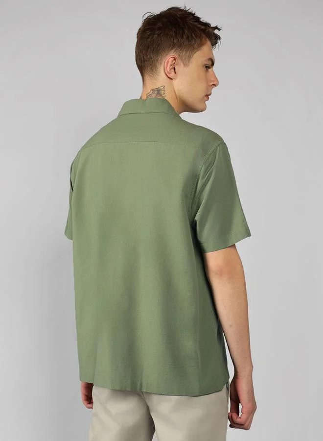 Dennis Lingo Solid Casual Shirt with Button Placket by Styli