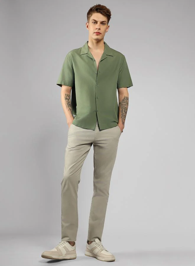 Dennis Lingo Solid Casual Shirt with Button Placket by Styli