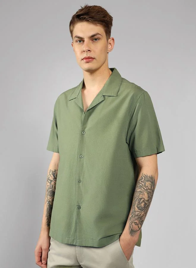 Dennis Lingo Solid Casual Shirt with Button Placket by Styli
