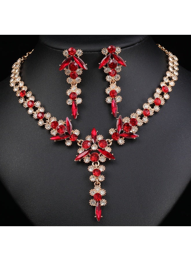 NIBEMINENT Fashionable High-End Crystal Bridal Necklace Set
