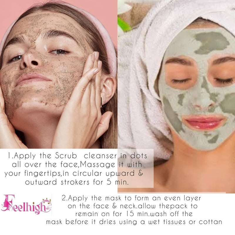Feelhigh Face And Body Neem Mask Fight Wrinkles 500ml And Face Scrub 500ml Neem Mask and Shea Butter Scrub - Image 4