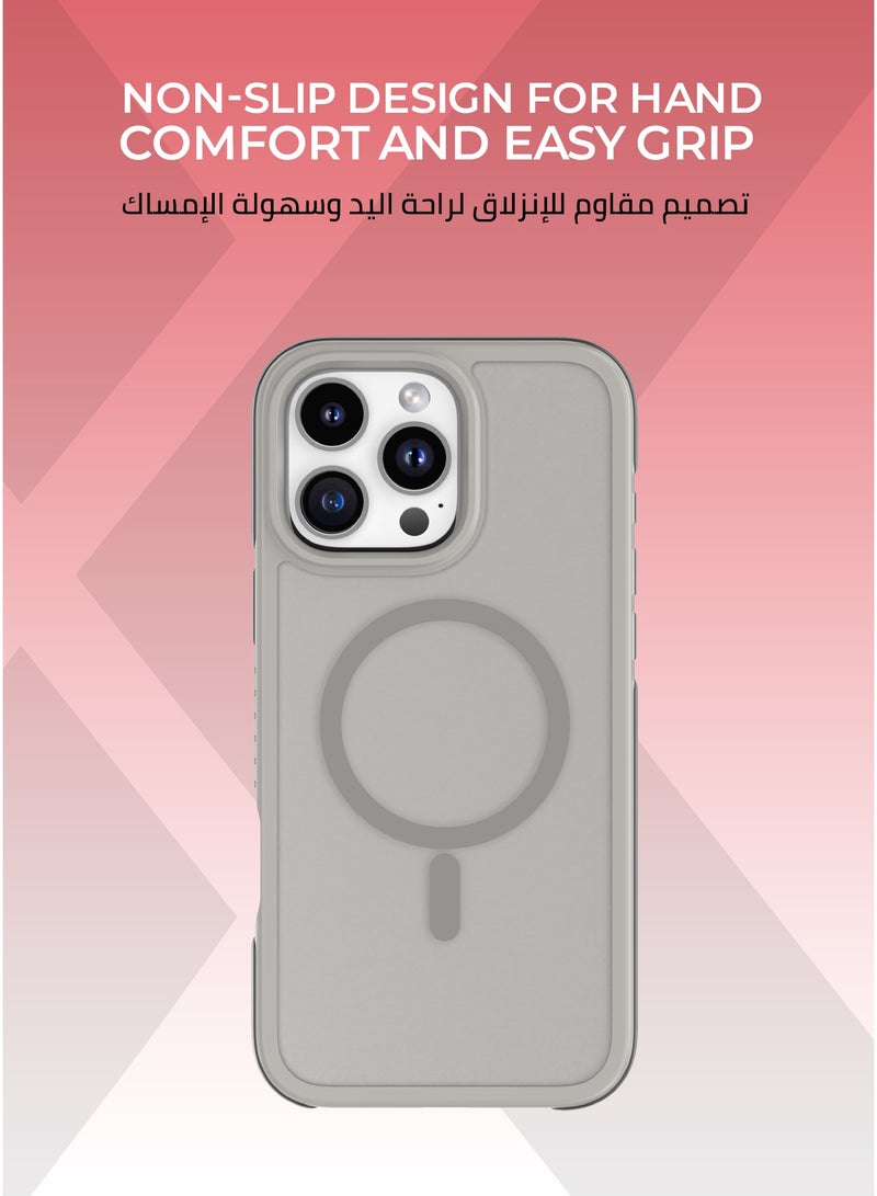 Xonda Airbag iPhone 16 ProMax MagSafe  Case, Gray - Shock-absorbing, slip-resistant design,raised camera bezel for maximum lens protection, metal buttons for greater durability, MagSafe compatible. - Image 2