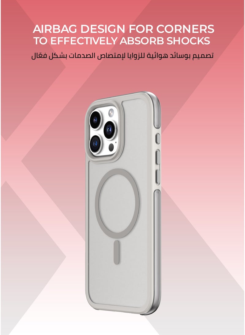Xonda Airbag iPhone 16 ProMax MagSafe  Case, Gray - Shock-absorbing, slip-resistant design,raised camera bezel for maximum lens protection, metal buttons for greater durability, MagSafe compatible. - Image 4