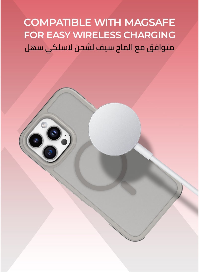 Xonda Airbag iPhone 16 ProMax MagSafe  Case, Gray - Shock-absorbing, slip-resistant design,raised camera bezel for maximum lens protection, metal buttons for greater durability, MagSafe compatible. - Image 5
