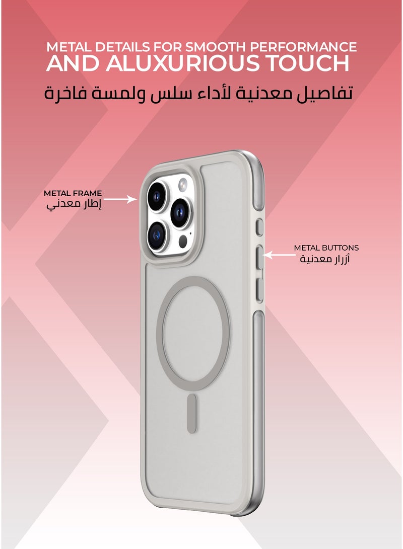 Xonda Airbag iPhone 16 ProMax MagSafe  Case, Gray - Shock-absorbing, slip-resistant design,raised camera bezel for maximum lens protection, metal buttons for greater durability, MagSafe compatible. - Image 3