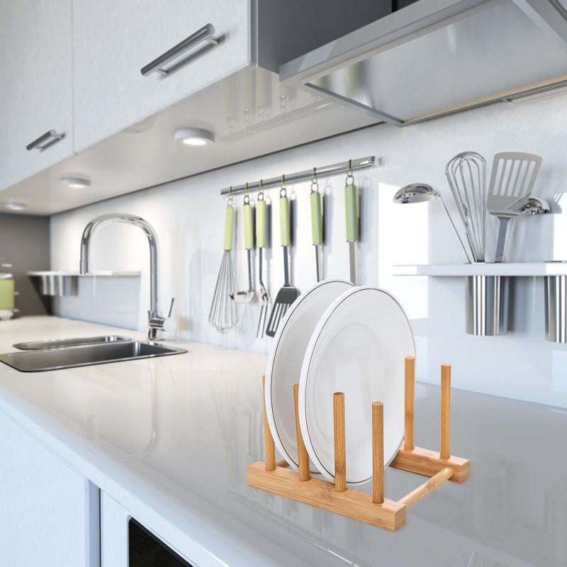 2Pcs Household Multi-functional Shelving Wood Shelf Bowl Dish Shelf for Home - Image 5