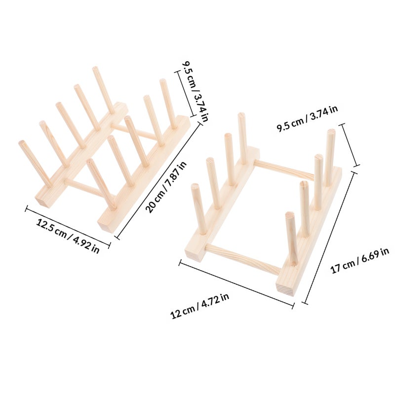 2Pcs Household Multi-functional Shelving Wood Shelf Bowl Dish Shelf for Home - Image 2