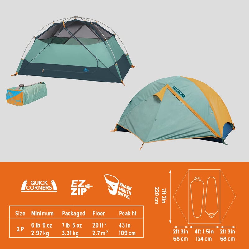 Kelty Wireless Freestanding Camping Tent, 2 4 or 6 Person Size, Huge Interior and Peak Height, Intuitive and Fast to Pitch, Color Coded Setup, 2 Door 2 Vestibule (2-Person) - Image 2
