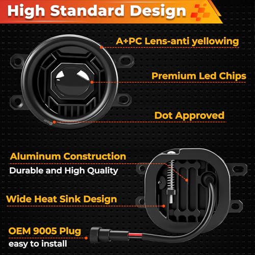 Auto Buero Round Fog Lights for 2016-2023 Toyota Tacoma, 2014-2023 4Runner, 2014-2019 Tundra, 2007-2014 Camry, 2006-2012 RAV4, 2006-2013 Yaris, 2008-2013 Lexus IS-F, Front Bumper Driving Lamp - Image 2