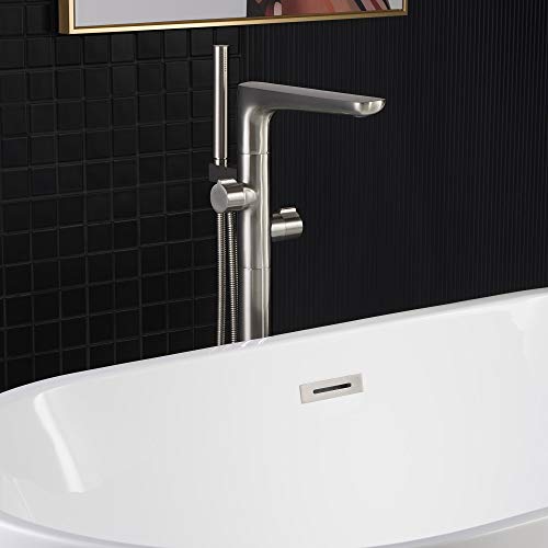 WOODBRIDGE Contemporary Single Handle Floor Mount Freestanding Tub Filler Faucet with Hand shower in Brushed Nickel Finish,F0014BN - Image 3