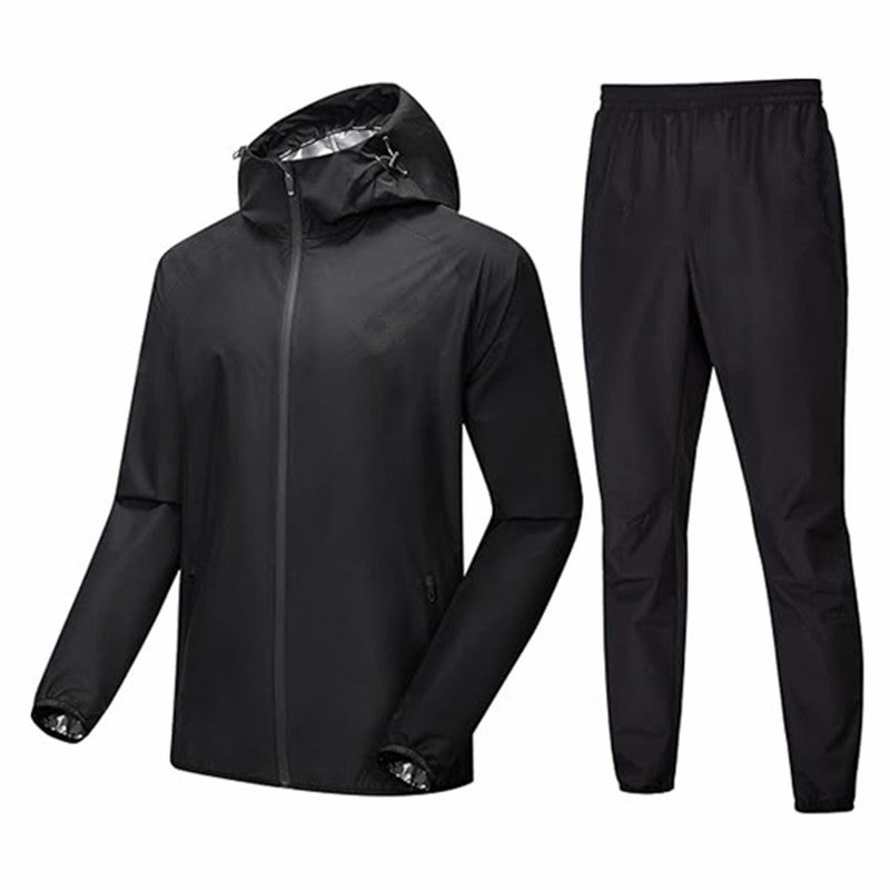 Generic Cross-border Sweat Suit Mens Coat Sports Running Fitness Suit Outdoor Training Sweat Burst Yoga Suit Zipper Cardigan suit Hooded inflatable set 
